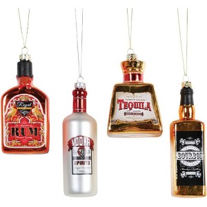 Kurt Adler Glass Ornaments for Christmas Tree, Alcohol Bottles, Assorted (Pack of 4) - 1 of 2