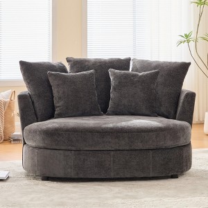 Hrinhom 55.1" W Accent Barrel Chair,Modern Oversized Sofa Chair with 5 Pillows - 1 of 4