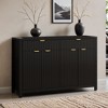 Modern Wave-Pattern Sideboard Cabinet with 2 Drawers and 4 Doors, 3-Level Adjustable Shelves, Aluminum Arc Handles - Leovsnove - 2 of 4