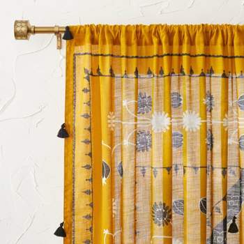 2pk Light Filtering Doorway Embroidery Window Curtain Panels Gold - Opalhouse™ designed with Jungalow™