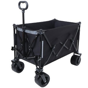 Whisen Foldable Garden Cart with Heavy-Duty Wheels & 480lbs Load Capacity, Portable Utility Wagon - Black - 1 of 4