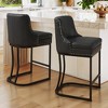 Bar Stools Set of 2, Modern Counter Height Bar Stools with Backrest Faux Leather Double Upholstered Barstools with Metal Frames for Kitchen Island - 4 of 4