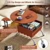 NicBex 4-Pc Modular Rattan Coffee Table, Convertible Round/Square with Storage, Solid Wood Frame Center Table for Small Living Room - 4 of 4
