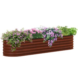 Outsunny Galvanized Raised Garden Bed Kit, Metal Planter Box with Safety Edging - 1 of 4