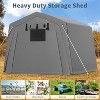 Portable Carport Storage Shed with Roll-up Zipper Door, Heavy Duty Waterproof Tarp, Storage for Motorcycle, Bike, Garden Tools, Gray - 4 of 4