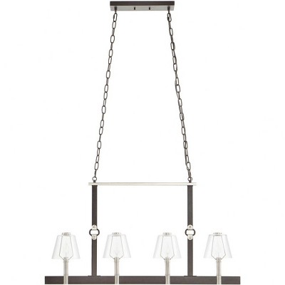 Espresso Satin Nickel 4-Light Chandelier with Frosted Glass