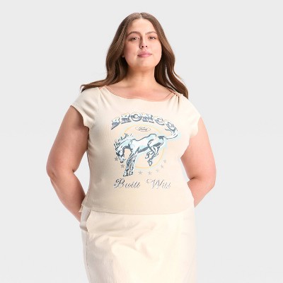 Women's Ford Bronco Short Sleeve Graphic Baby T-Shirt - Tan