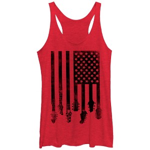 Women's Lost Gods Guitar American Flag Racerback Tank Top - 1 of 3