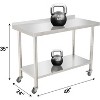 48"x24" Stainless Steel Table, Prep Table Stainless Steel Workbench, with Backsplash and Hook, Shelves, 4 Wheels, Arc Corner Edge - 2 of 4