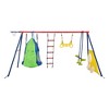 Rinbow colour interesting four function swingset with net swing and face to face metal plastic safe swing seat 550lbs for outdoor playground - 4 of 4