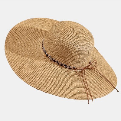 Women's Leopard Print Ribbon Straw Hat - Cupshe