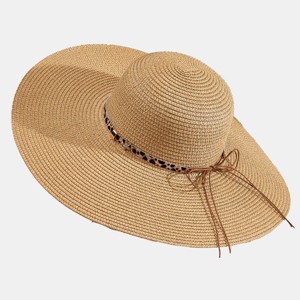 Women's Leopard Print Ribbon Straw Hat - Cupshe - 1 of 4