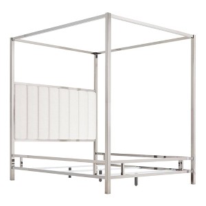 Queen Manhattan Canopy Bed with Vertical Channel Headboard White - Inspire Q