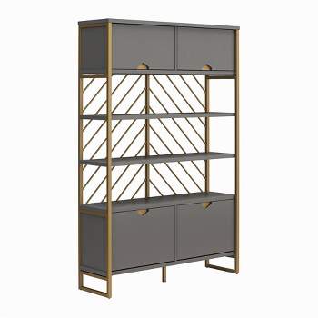 Brielle Shoe Storage Bookcase and Room Divider Graphite Gray - CosmoLiving by Cosmopolitan