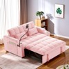 TIRAMISUBEST 3 in 1 Velvet Foldable Sofa Bed, Multi-purpose Convertible Sofa, USB Port, Adjustable Backrest, Swivel Stand, Pink - 3 of 4
