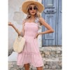 Coolmee Womens Summer Floral Boho Flowy Dresses Short Sleeveless Ruffle Spaghetti Strap Mini Dress Pink  leopard XXL - 4 of 4