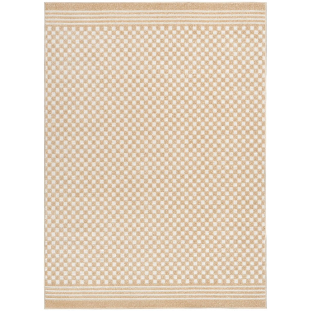 Photos - Area Rug Nourison 5'3"x7' Care Free Checkered Machine Woven Indoor  Taupe 