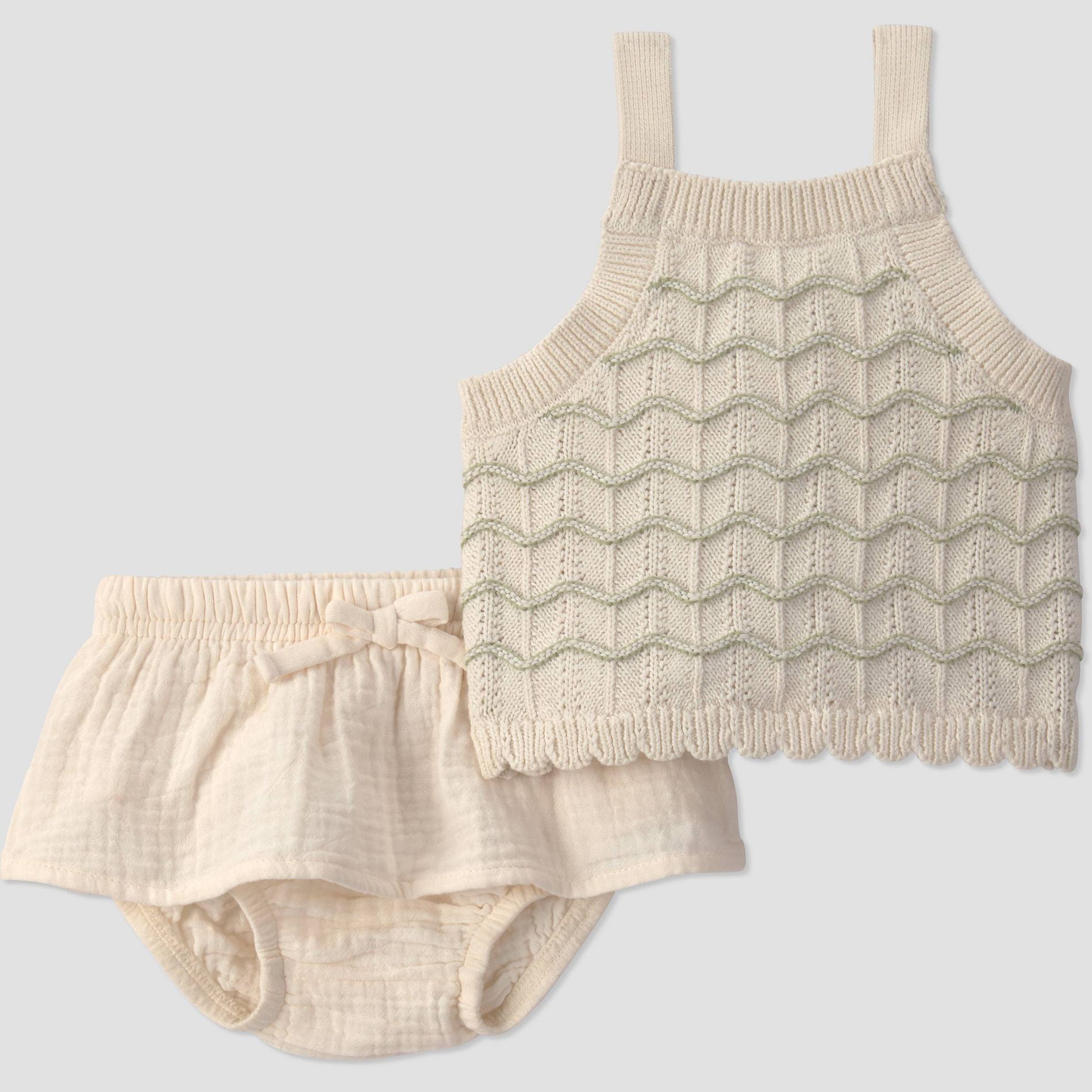 Carter's Just One You® Baby Girls' 2pc Striped Tank Top and Peplum Bloomer Set - White/Green