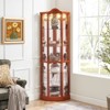 FURNIinspire Corner Cabinet Corner Display Curio Cabinet, Carved Glass Display with Bar Cabinet&Adjustable Glass Shelves, Oak, 16.73"*71.93"*16.73" - 2 of 4