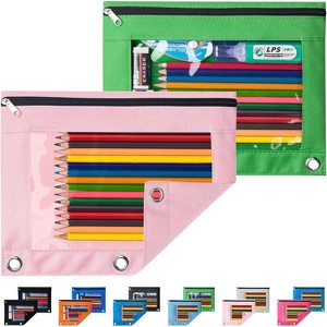 Fmeida Pencil Pouch for 3 Ring Binder, 2 Pack Binder Pencil Pouch with Clear Window Pencil Bags with Zipper & Reinforced Grommets - 1 of 4