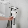 BWE Freestanding Stainless Steel Toilet Paper Holder with Top Storage Shelf - 4 of 4