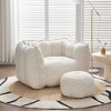 Sapphtopaz Soft Chenille Bean Bag Chair with Footstool Lazy Sofa Chair Bean Bag Chairs for Adults Stuffed High Resilient Foam for Gaming, Watching TV - 2 of 4