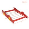 Race Car-Shaped Platform Bed with Wheels, Wooden Floor Bed for Kids Boys Girls Teens - 3 of 4