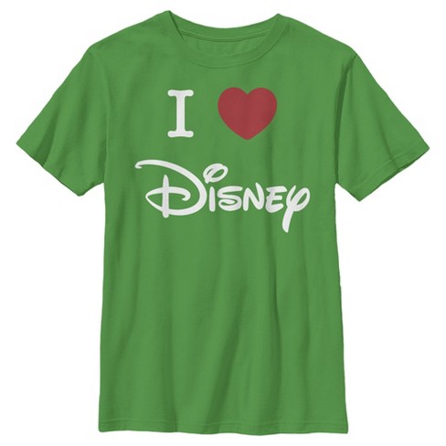 Boy's Disney I Heart Logo T-Shirt - Kelly Green - Small