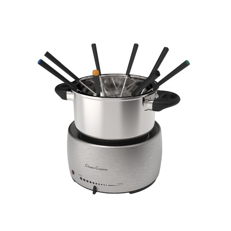 Stainless Steel Fondue Pot Set- Melting Pot Cooker and Warmer for Cheese, Chocolate and More- Kit Includes 8 Forks By Hastings Home -Dishwasher Safe, 5 of 9