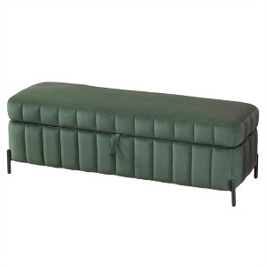 Tramull Velvet Upholstered Storage Bench with Metal Legs, Multi-Functional Footstool Ottoman for Bedroom, Living Room & Entryway - 1 of 4