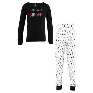 Hudson Baby Infant Girl Cotton Pajama Set, Merry and Bright - 1 of 4
