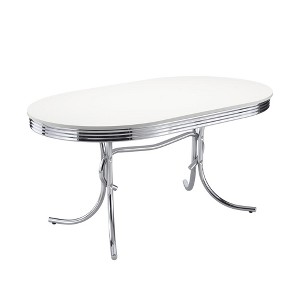 Vynxaria White and Chrome Oval Dining Table - 1 of 4