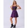 Allegra K Women's Plaid Lace Up Sweetheart Neck Sleeveless Flared Party Mini Dress - 2 of 4