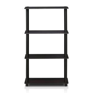 Furinno 4-Tier Ladder Decorative Bookshelf Open Multipurpose Shelf Display Rack Bathroom Kitchen Entryway Storage Shelves,Dark Walnut - 1 of 4