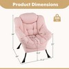 Costway Large Lazy Chair with Cozy Head Pillow Stylish Tufted Back & Seat Armrests Beige/Gray/Pink - 3 of 4