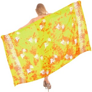 LA LEELA Women's Summer Bikini Wraps Beach Wrap Coverup Sarong Skirt Bathing suit Swimwear Swimsuit Coverup for Women One Size Yellow, Fish - 1 of 4