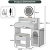 RISOKEYS White Vanity Desk with Drawer & 360° Rotating Mirror, Makeup Vanity Table with Storage Chair and Side Cabinet with Waveform Glass Doors - 3 of 4