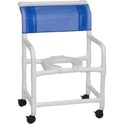 MJM International Corporation Echo shower chair 24Inch internal width 3Inch twin casters open front seat no bar in back 375 lbs weight capacity