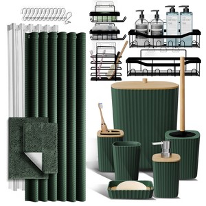 Bathroom Accessories Set with Shower Caddy and Bath Rugs - 27PC Bathroom Accessory Set with Shower Caddies & Bath Rugs, Shower Curtain Set - 1 of 4