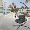DSVIMOY Egg Chairs, Patio Egg Chair with Stand, Patio Hanging Egg Chair with Cup Holder for Bedroom Living Room Balcony, Black, 38"*38"*78" - 2 of 4