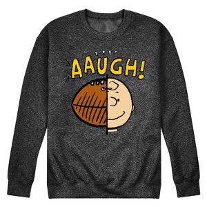 Men's - Peanuts - C Brown Half Football Head Graphic Fleece Sweatshirt - 1 of 4