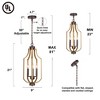 LNC Martin 3-Light 9" Farmhouse Lantern Mini Chandelier, Rustic Bronze and Antique Brown Wood Tone - 3 of 4
