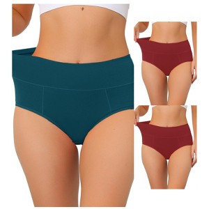 Allegra K Women's High Waist Available in Plus Size Tummy Control Briefs 3 Packs - 1 of 4