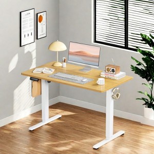 Infurnic Desks Ergonomic Standing Desk, Height Adjustable Computer Desk with Control Panel Headphone Hook, Height 28.7'' to 48'', Yellow, 40Inches - 1 of 4