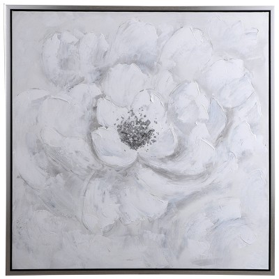 Giulia Hand Painted Rose Unframed Wall Canvas White - StyleCraft