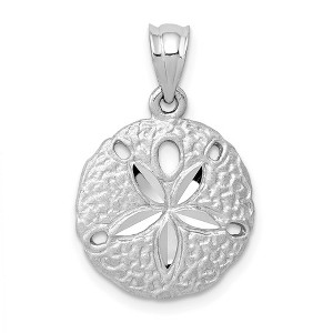 Black Bow Jewelry 14k White Gold 15mm Diamond Cut Satin Sand Dollar Pendant - 1 of 4