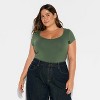 Women's Slim Fit Cap Sleeve Deep Scoop Neck T-Shirt - Wild Fable™ - 2 of 3