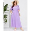 Plus Size Women's Tiered Ruffle Sleeve Maxi Dress with High Slit Elegant Long Flowy Party Dress - 4 of 4