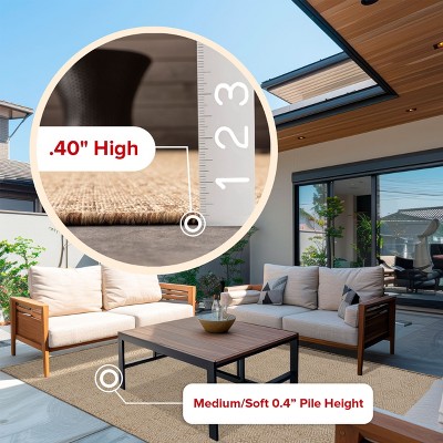 Modern Gray Synthetic 4' x 6' Easy-Care Indoor/Outdoor Rug