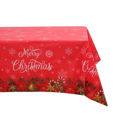 Unique Bargains Rectangular Table Cloth PE White Red 53.94"x107.87" 1 Pc
